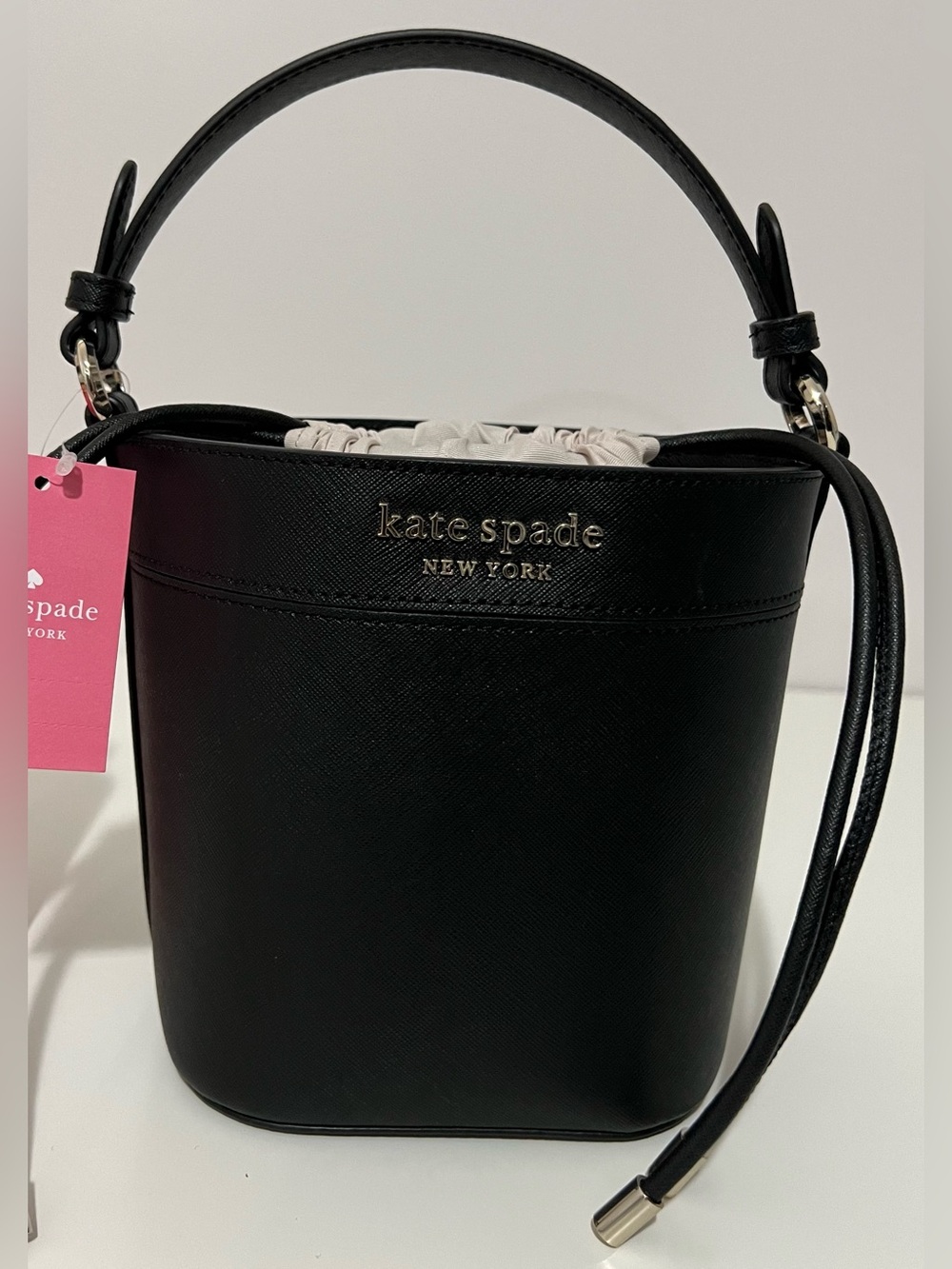kate spade Black Leather Bucket Crossbody with Top Handle